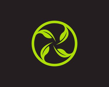 Yeşil yapraklı ekoloji doğa element ikonu logoları