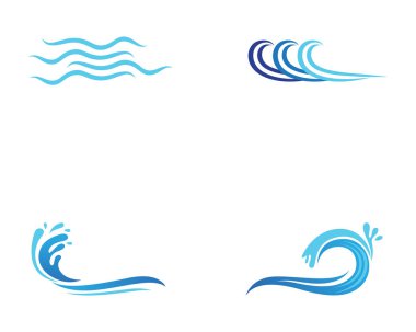 Şablon simgeler vektör Wave beach logosu ve sembolleri