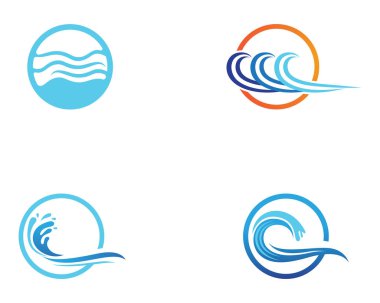 Şablon simgeler vektör Wave beach logosu ve sembolleri
