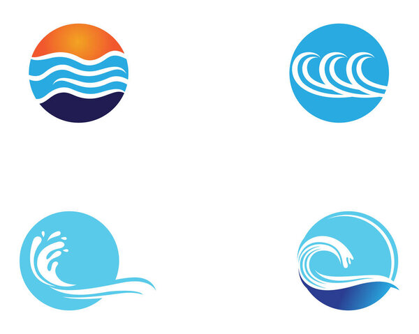 Wave beach logo and symbols vector template icons