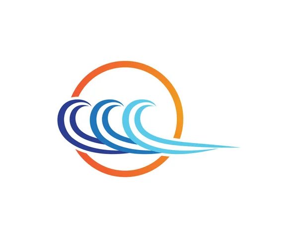 Wave Praia Logotipo Símbolos Vetor Modelo Ícones —  Vetores de Stock