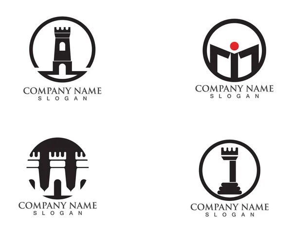 Logo Fortezza Simboli Vettoriale Nero — Vettoriale Stock