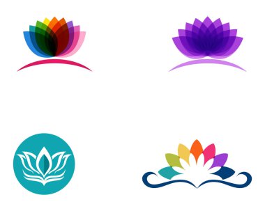 Şablon simgeler vektör Lotus çiçek logosu ve sembolleri