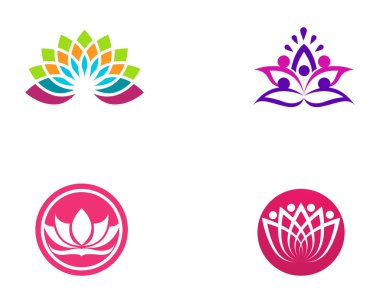 Şablon simgeler vektör Lotus çiçek logosu ve sembolleri