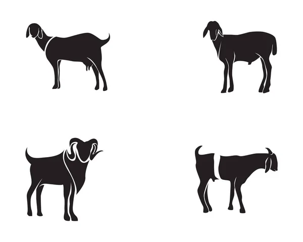 Kozel Černé Zvířata Vektorové Logo Symbol Šablona — Stockový vektor