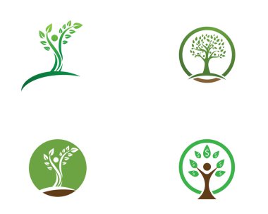 Ağaç yeşil insanlar kimlik kartı vektör logo templat