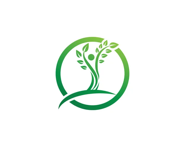 Träd Grön Personer Identitetskort Vektor Logotypen Templat — Stock vektor