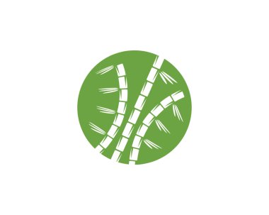 Bambu, logo simge vektör templat için yeşil yaprak ile