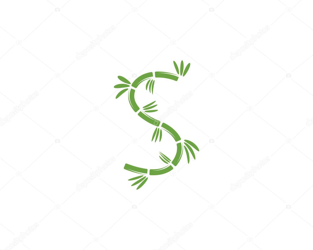 Bamboo with green leaf for your logo icon vector templat