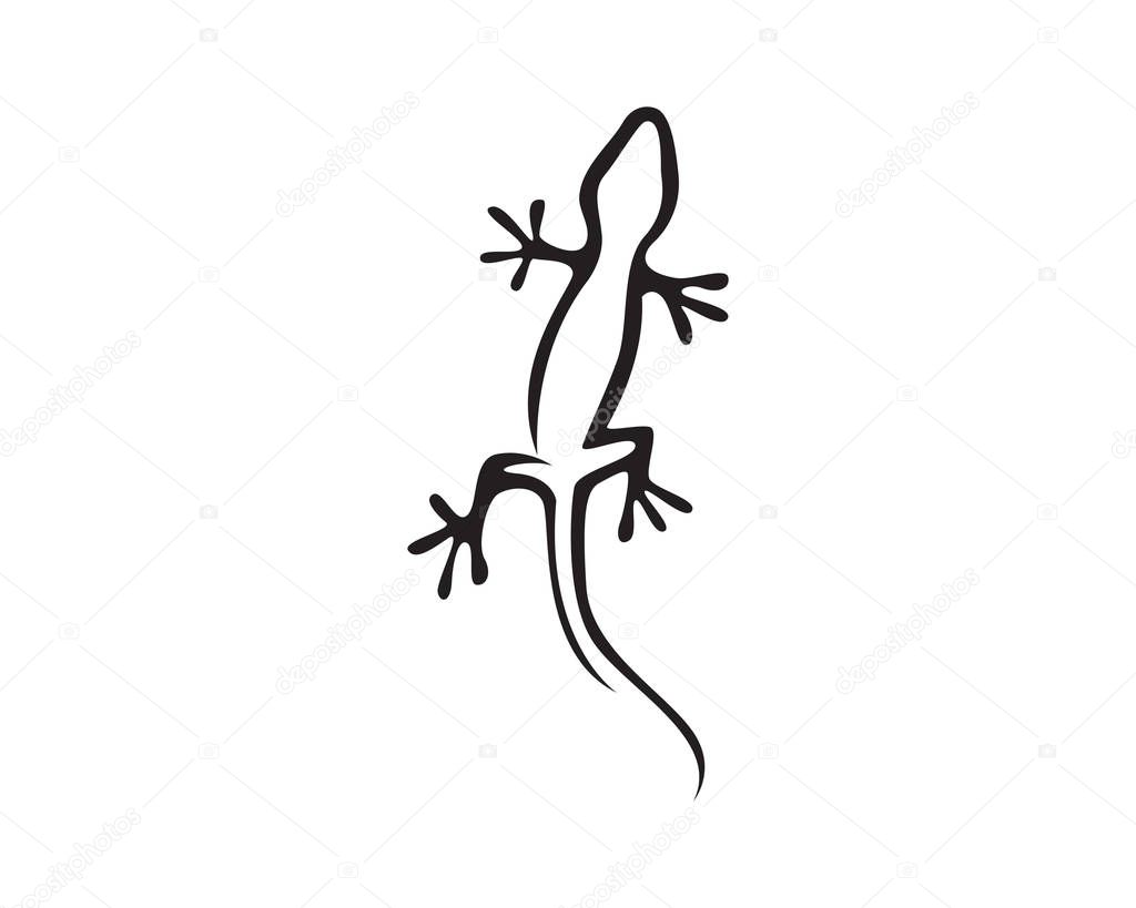 Lizard Chameleon Gecko Silhouette black vector