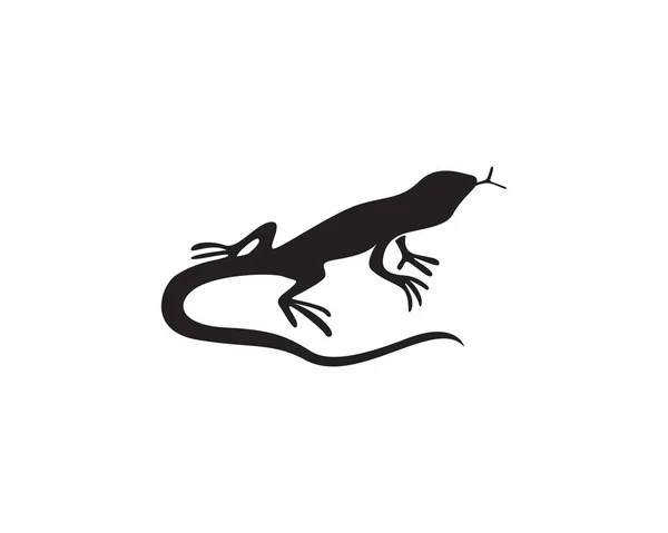 Lagarto Camaleão Gecko Silhueta Vetor Preto — Vetor de Stock