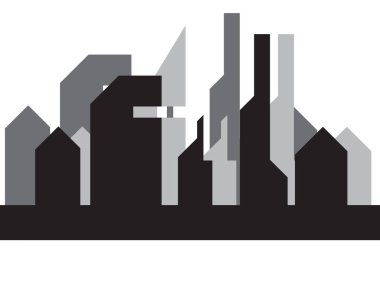 Modern şehir manzarası şehir siluet vektör çizim düz tasarım