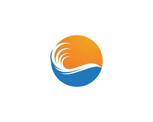 Onde Spiaggia Logo Simboli Modello Icone — Vettoriale Stock
