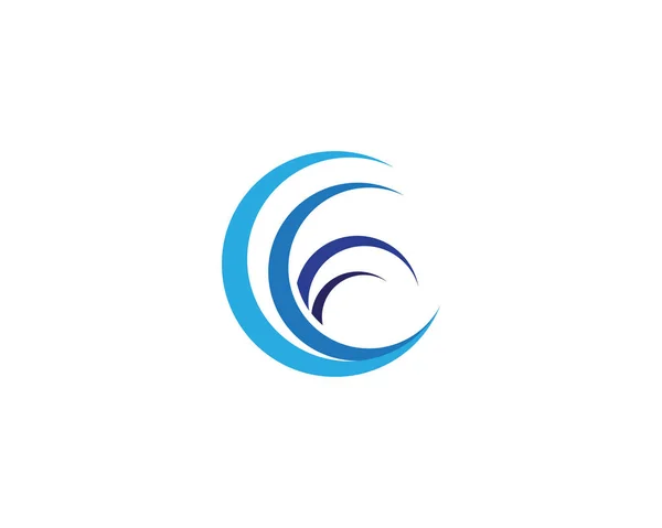 Acqua Onda Simbolo Icona Logo Template — Vettoriale Stock