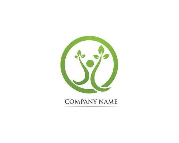 Plantilla Logotipo Vector Tarjeta Identidad Gente Verde Árbol — Vector de stock