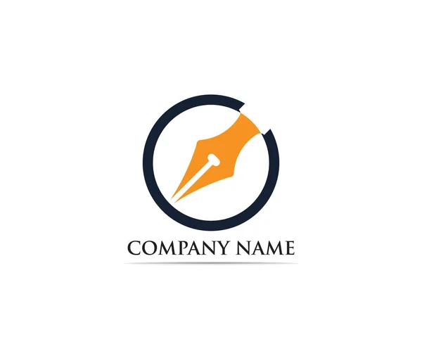 Writer Pen Logo Template Vector Illustration — Stock Vector