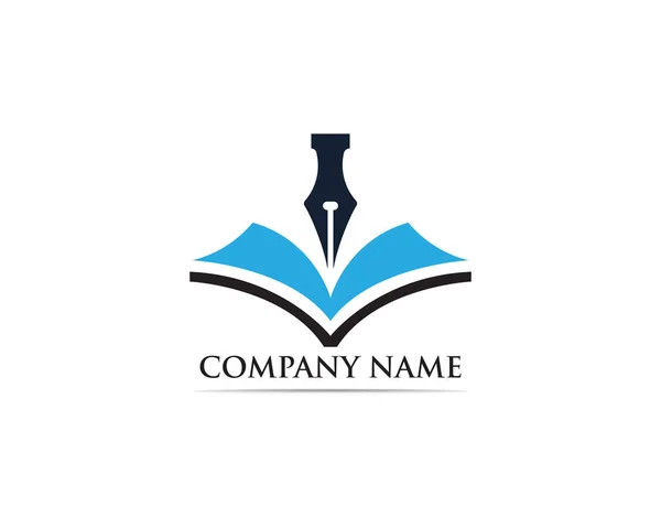 Yazar Kalem Logo Şablonu Vektör Çizim — Stok Vektör