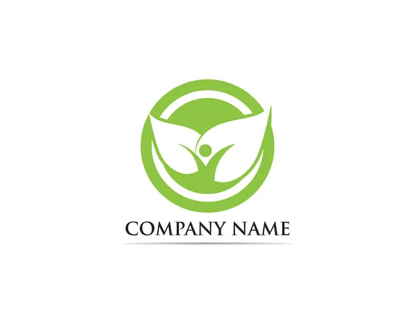 Les Gens Feuille Vont Vecteur Logo Vert — Image vectorielle