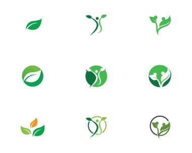 yaprak yeşil doğa logo ve sembol şablon vektör