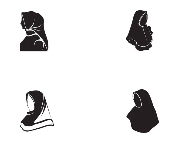 Hijab Vector Logo Nero — Vettoriale Stock