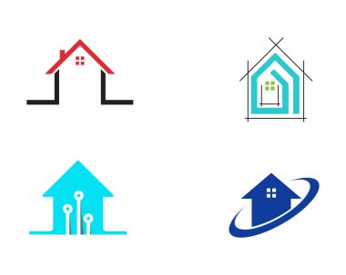 Ev logo bina vektör 