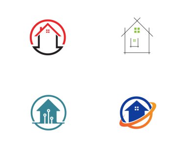 Ev logo bina vektör 