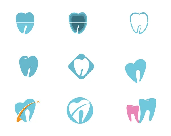 Logo Cura Dentale Simboli Modello Icone App — Vettoriale Stock
