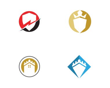  Web sitesi tasarımı, logo, app, UI kalkan simgesi. Vektör çizim,