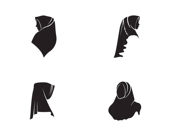 Hijab Vettore Nero Bellezza — Vettoriale Stock