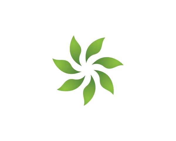 Семь Листьев Идут Зеленый Логотип Природы — стоковый вектор
