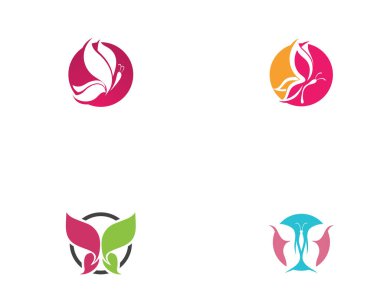 Kelebek kavramsal basit renkli logo taşıyıcısı 