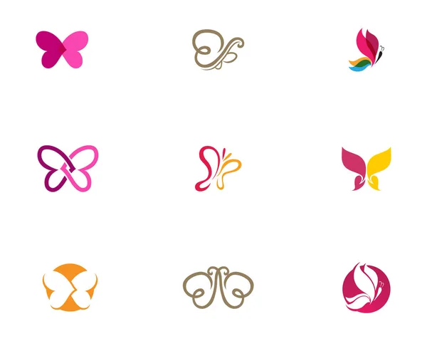 蝶の概念シンプルなカラフルなロゴベクトル — ストックベクタ