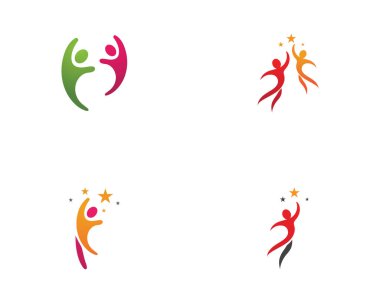 Yıldız logosu başarısı insanlar vektör simge çizim desenini şablonlarlar