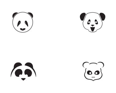 Panda logosu siyah beyaz baş vektörü 