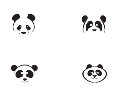 Panda logosu siyah beyaz baş vektörü 