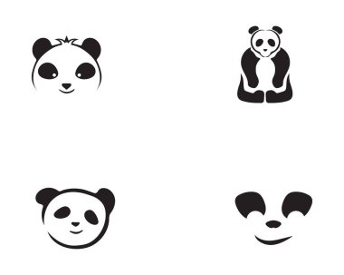Panda logosu siyah beyaz baş vektörü 