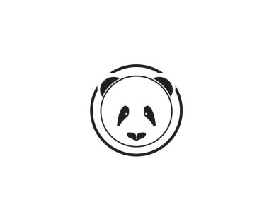 Panda logosu siyah beyaz baş vektörü 