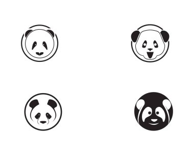 Panda logosu siyah beyaz baş vektörü 
