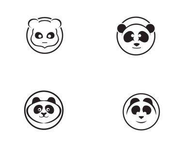 Panda logosu siyah beyaz baş vektörü 
