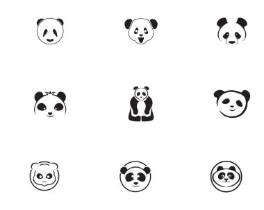 Panda logosu siyah beyaz baş vektörü 