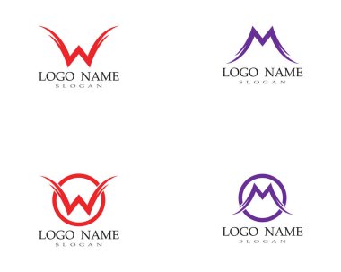 W M harfi Logo iş şablonu vektör ICO