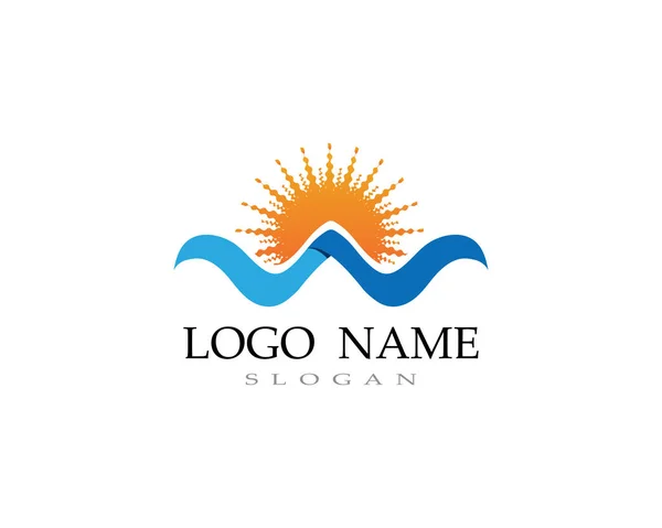 Onda Acqua Logo Spiaggia — Vettoriale Stock