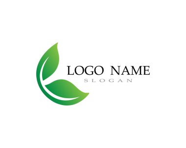 Yeşil yapraklı ekoloji doğa element ikonu logoları