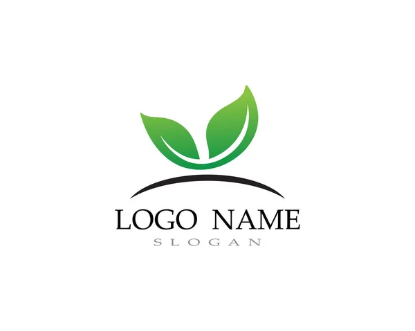 Logos Foglia Verde Ecologia Elemento Natura Icona Vettoriale — Vettoriale Stock