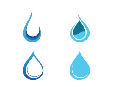Su damlası ve yaprak Logo şablonu vektör çizim desig
