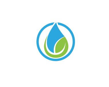 Su damlası ve yaprak Logo şablonu vektör çizim desig