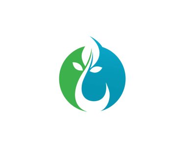 Su damlası ve yaprak Logo şablonu vektör çizim desig