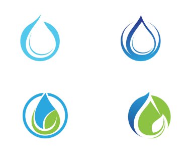 Su damlası ve yaprak Logo şablonu vektör çizim desig