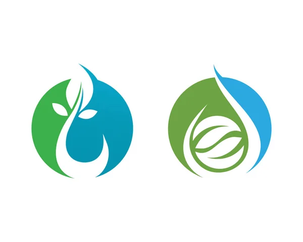 Wassertropfen Und Blatt Logo Vorlage Vektor Illustration Desig — Stockvektor