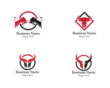 Boğa baş boynuz kırmızı logo hayvan 